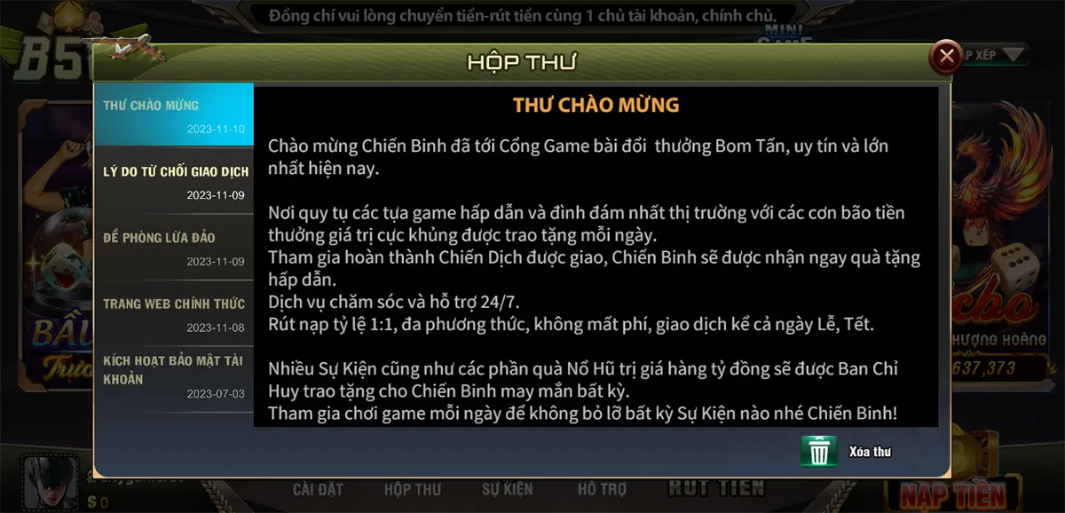 Quy định về hỗ trợ người dùng tại game đổi thưởng