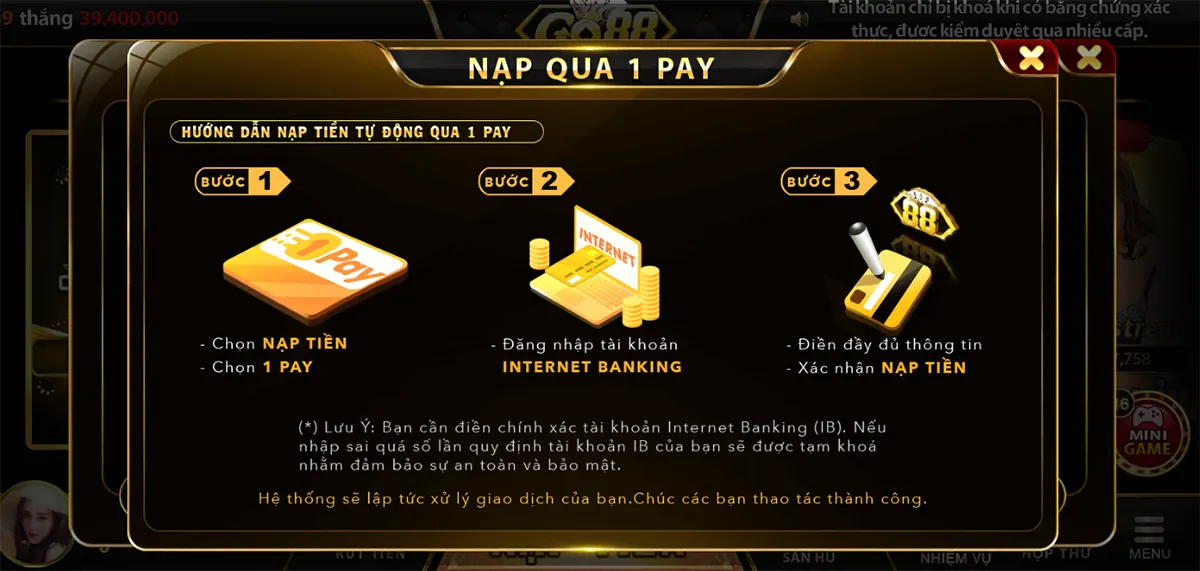 Cách nạp tiền game bài đổi thưởng qua hình thức One pay 